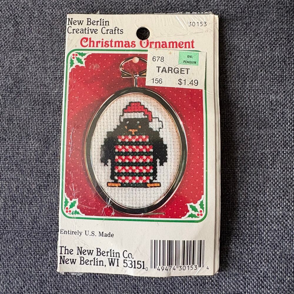Penguin Christmas Ornament Vintage Counted Cross Stitch Kit by New Berlin Co.